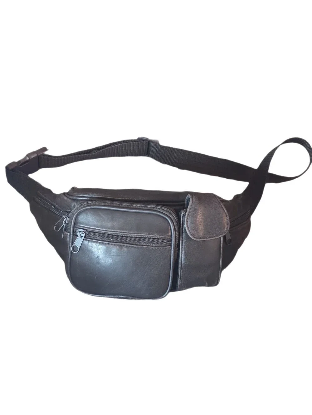 Vintage 90's Espresso Brown Distressed Lambskin Leather Fanny Pack / Waist Bag